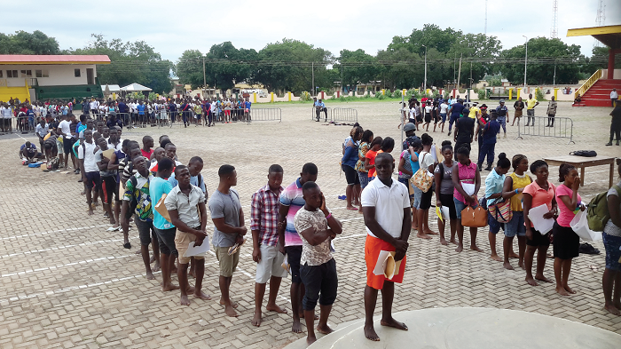 Some of the prospective recruits undergoing screening for enlistment into the Ghana Police at the Wa Jubilee Park. Picture: EMMANUEL MODEY Some of the prospective recruits undergoing screening for enlistment into the Ghana Police at the Wa Jubilee Park. Picture: EMMANUEL MODEY